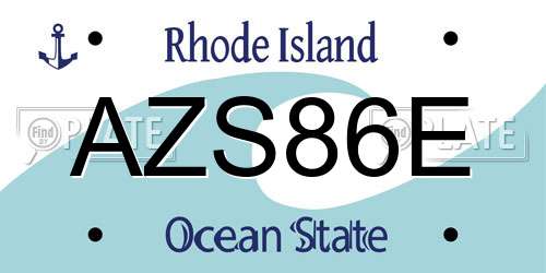 AZS86E Rhode Island License Plate