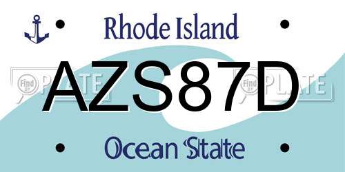 AZS87D Rhode Island License Plate