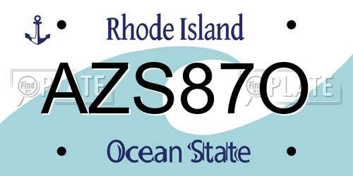 AZS87O Rhode Island License Plate
