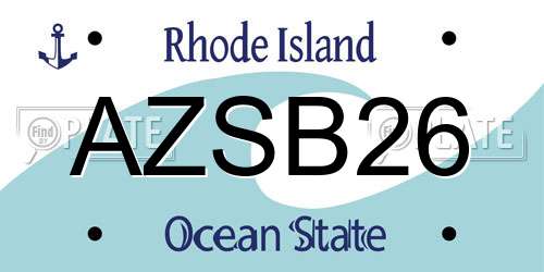 AZSB26 Rhode Island License Plate