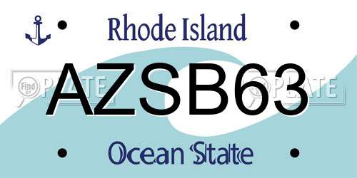 AZSB63 Rhode Island License Plate
