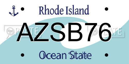 AZSB76 Rhode Island License Plate
