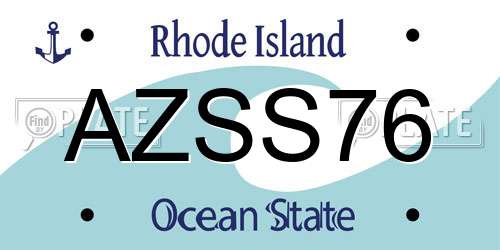 AZSS76 Rhode Island License Plate