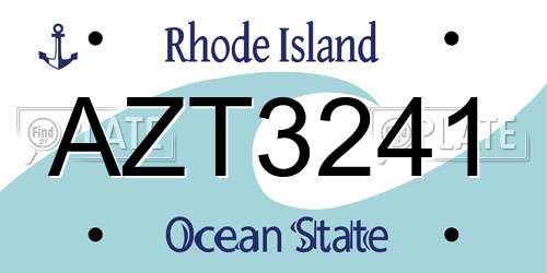 AZT3241 Rhode Island License Plate