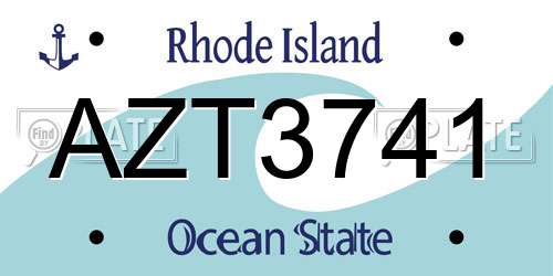 AZT3741 Rhode Island License Plate