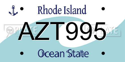 AZT995 Rhode Island License Plate