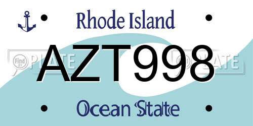 AZT998 Rhode Island License Plate