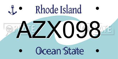AZX098 Rhode Island License Plate