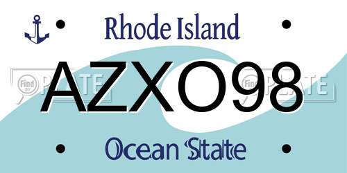 AZXO98 Rhode Island License Plate