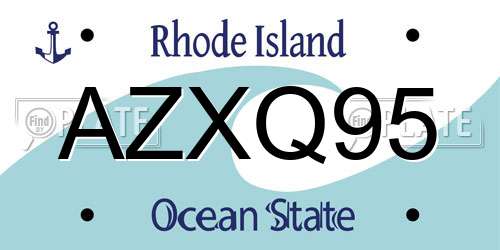 AZXQ95 Rhode Island License Plate