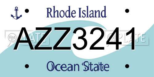 AZZ3241 Rhode Island License Plate
