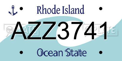 AZZ3741 Rhode Island License Plate