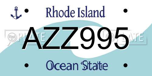 AZZ995 Rhode Island License Plate