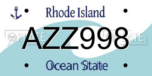 AZZ998 Rhode Island License Plate