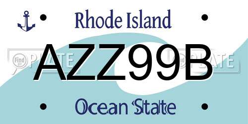 AZZ99B Rhode Island License Plate