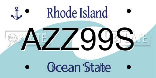 AZZ99S Rhode Island License Plate