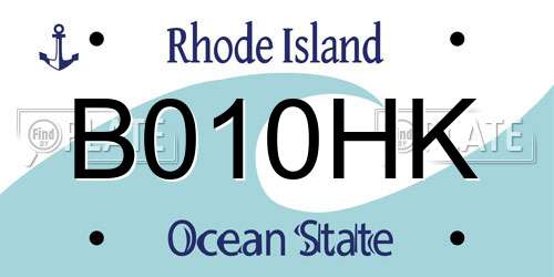 B010HK Rhode Island License Plate