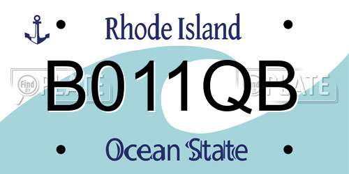 B011QB Rhode Island License Plate