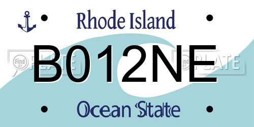 B012NE Rhode Island License Plate
