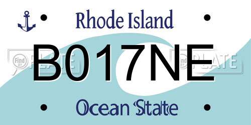 B017NE Rhode Island License Plate