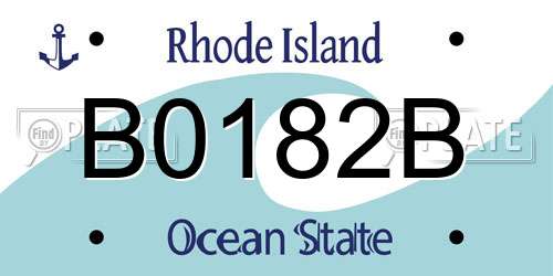 B0182B Rhode Island License Plate