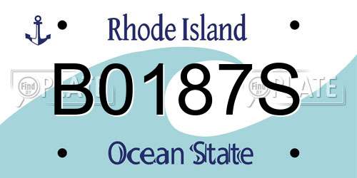 B0187S Rhode Island License Plate