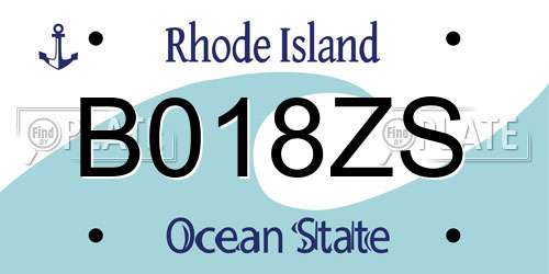 B018ZS Rhode Island License Plate