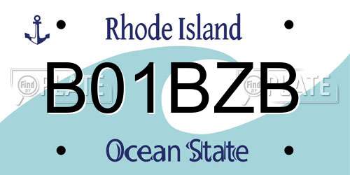 B01BZB Rhode Island License Plate