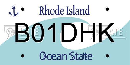 B01DHK Rhode Island License Plate