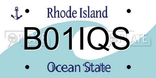 B01IQS Rhode Island License Plate