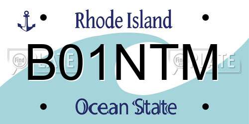 B01NTM Rhode Island License Plate