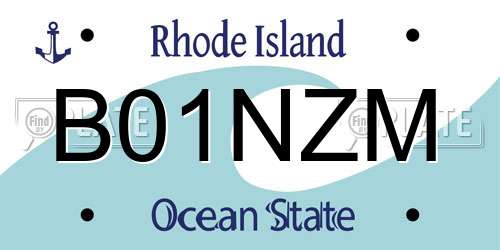 B01NZM Rhode Island License Plate
