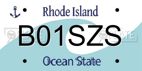 B01SZS Rhode Island License Plate
