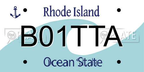 B01TTA Rhode Island License Plate