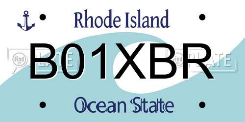 B01XBR Rhode Island License Plate