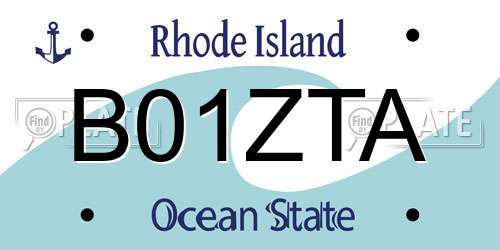 B01ZTA Rhode Island License Plate