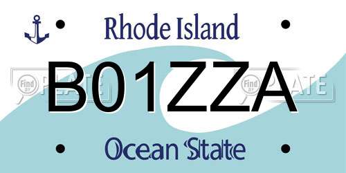 B01ZZA Rhode Island License Plate