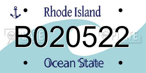 B020522 Rhode Island License Plate