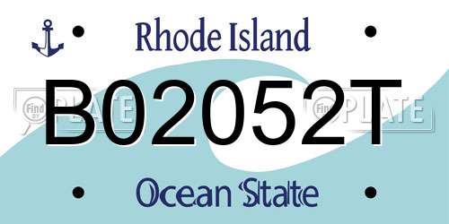 B02052T Rhode Island License Plate