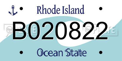 B020822 Rhode Island License Plate