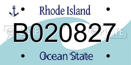 B020827 Rhode Island License Plate
