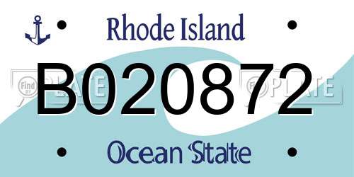 B020872 Rhode Island License Plate
