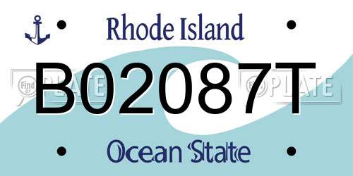 B02087T Rhode Island License Plate