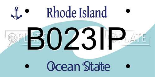 B023IP Rhode Island License Plate