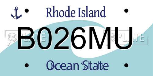B026MU Rhode Island License Plate