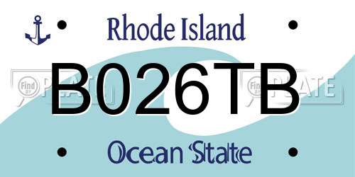 B026TB Rhode Island License Plate