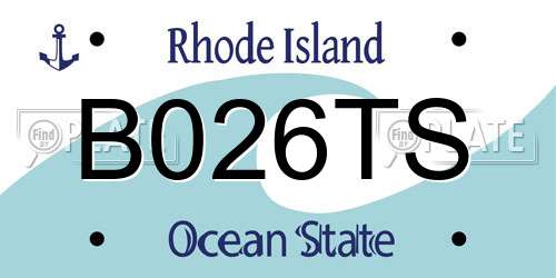 B026TS Rhode Island License Plate