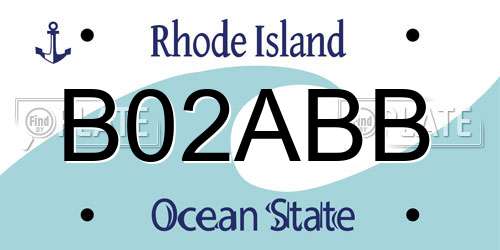 B02ABB Rhode Island License Plate