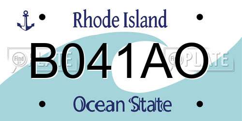 B041AO Rhode Island License Plate