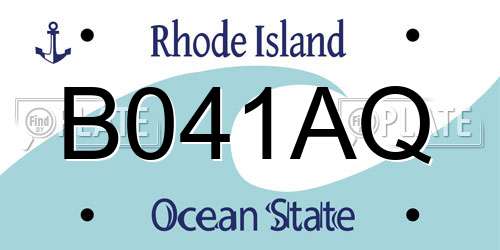 B041AQ Rhode Island License Plate